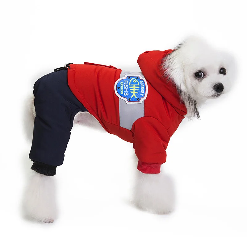 Red Pawstrip, мягкая зимняя одежда для собак, комбинезон для щенка, одежда, теплое пальто для собак с меховым капюшоном-воротником, одежда для домашних животных, зимняя одежда для собак, S-XXL - Цвет: Red
