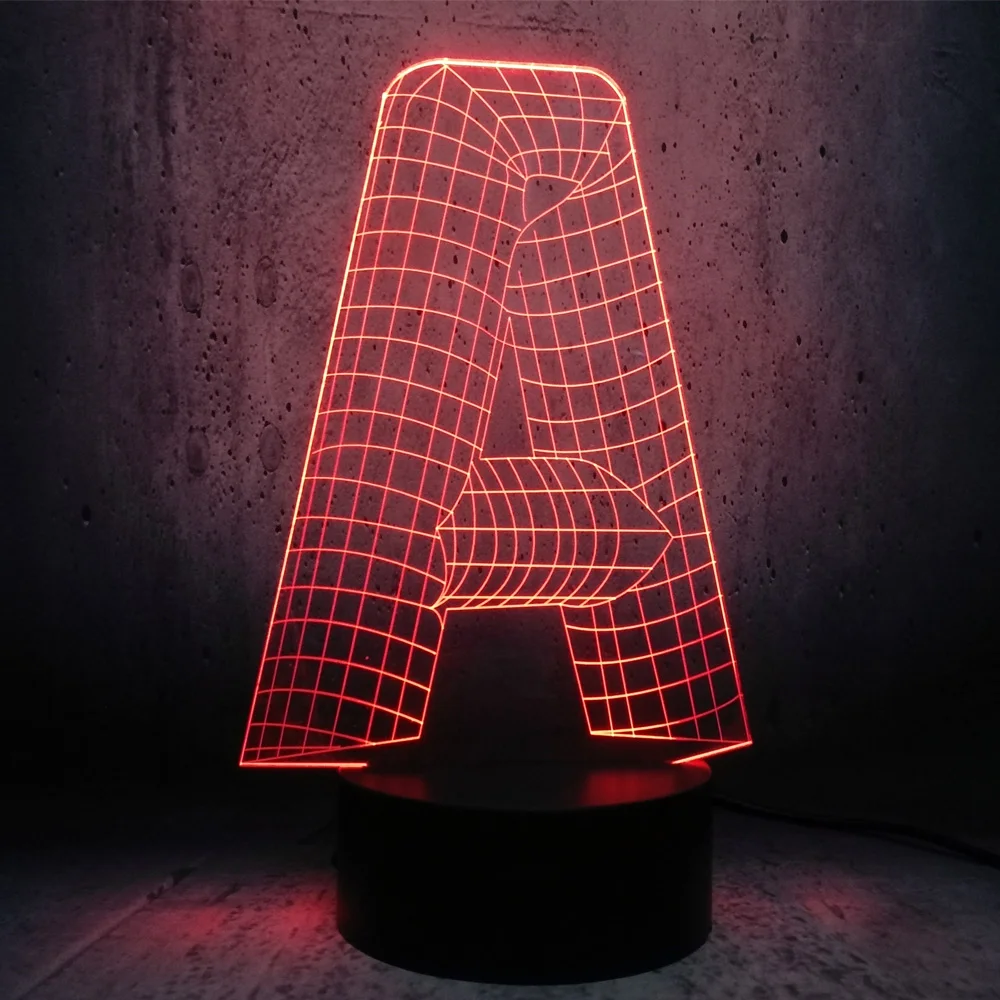 3D лампа буквы алфавита письменный стол настольная ночного освещения флеш