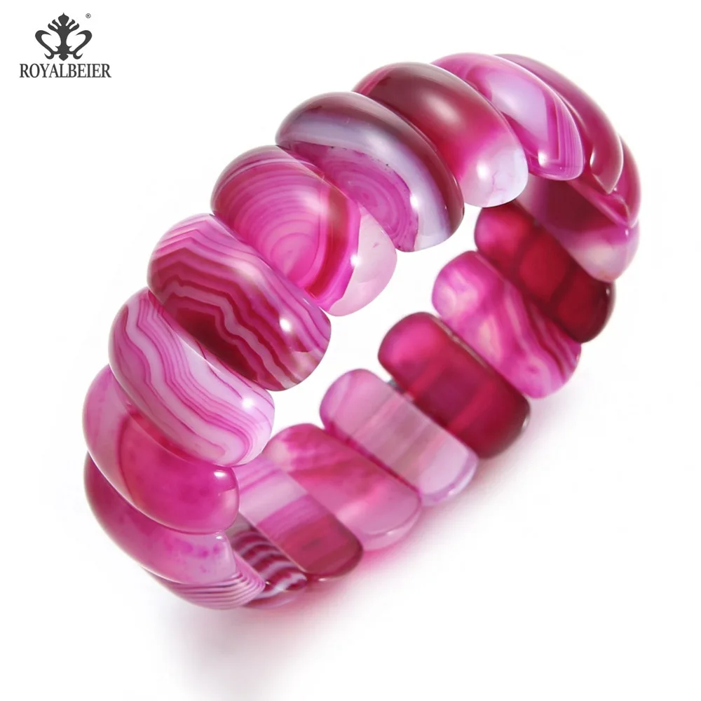 

RoyalBeier New Fashion Genuine Natural Stone China Width Colorful Square Ripple Beads Cuff Bracelet Mysterious Bracelet Bangle