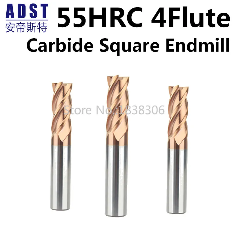 Endmill End Mill Carbide Tungsten Milling Cutter Cutting Tools 55HRC 4 Flute Square endmill Router Bit 1 Pcs Free Shipping
