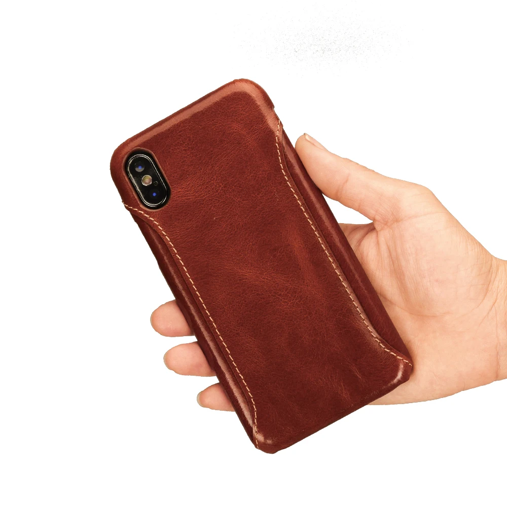 Для iPhone Xs X натуральная кожа масло воск кожа сшивание бизнес чехол на заднюю панель мобильного телефона оболочка для iPhone 8 Plus 7 6 6s Plus чехлы