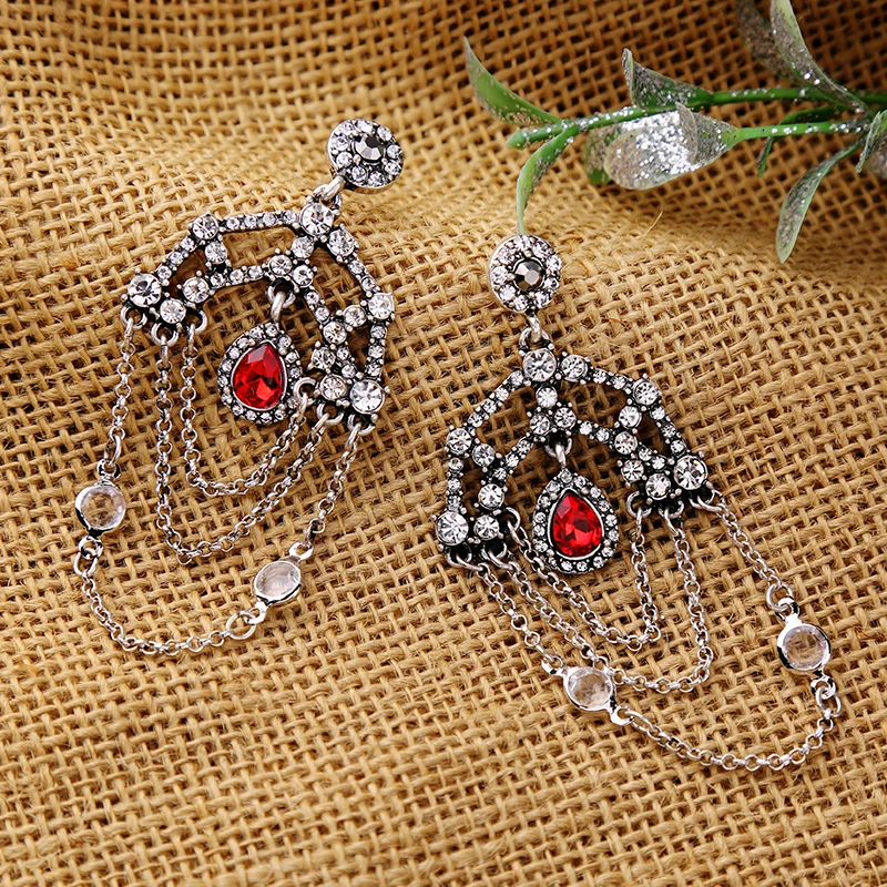 Гипербола Мода ретро Блеск Кристалл multi Слои бахромой Jewelry Серьги для Для женщин