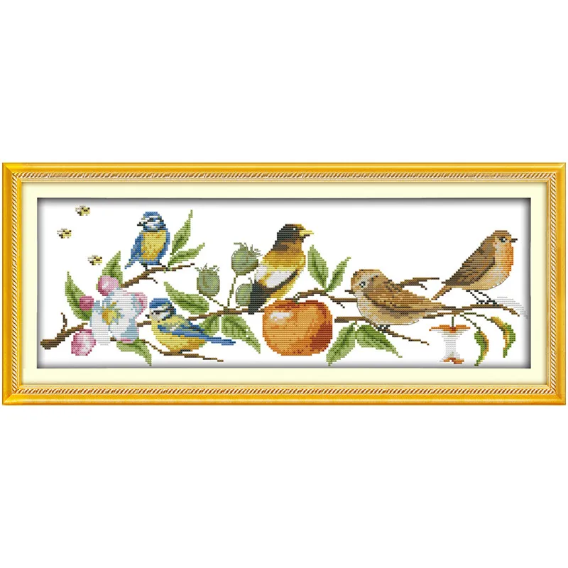 Картины птицы на дереве 11CT Печать холсте вышивка крестиком китайские комплекты