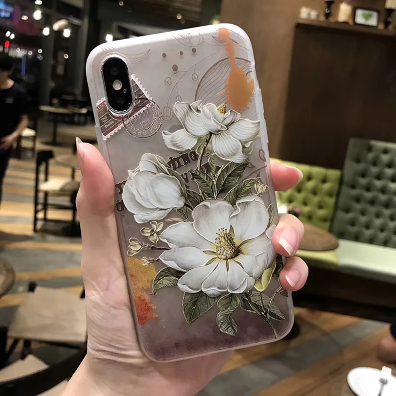 Силиконовый чехол VBNM для iPhone 7 8 Plus XS Max XR чехлы с цветочным принтом X 6 6S 5 SE мягкий из