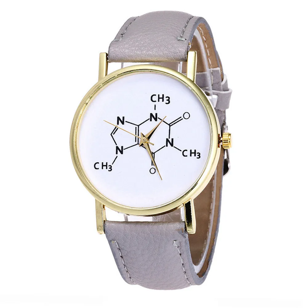 Креативные Часы Femmes Montres Fille En Cuir Bande Chimique Symbole Imprimer Analogique Quartz Montre Relogio Feminino * A |