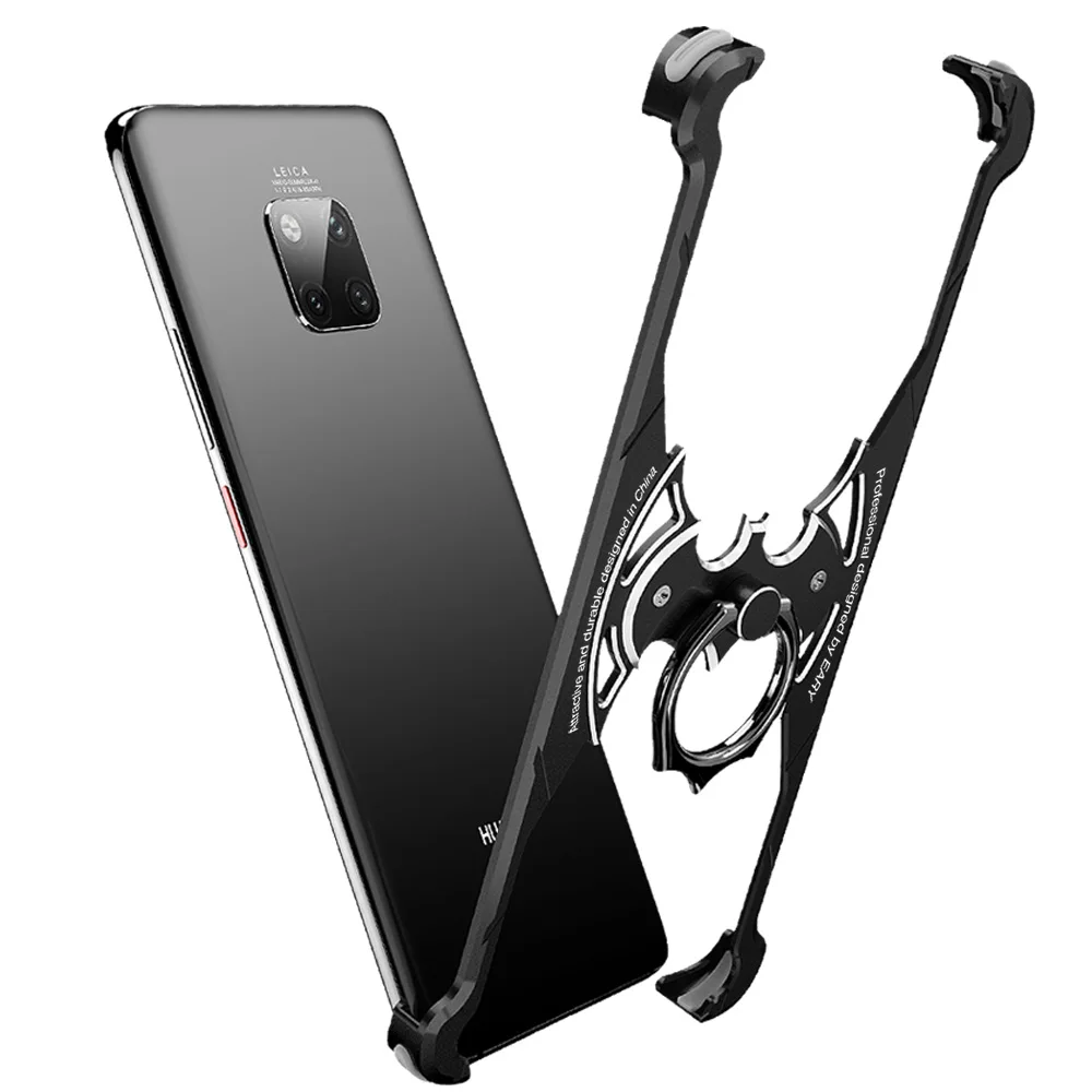 OATSBASF металлический чехол в форме летучей мыши для huawei mate 20 pro, индивидуальная подушка безопасности, металлический бампер, чехол для huawei mate 20 pro 6,39 дюймов - Цвет: Black