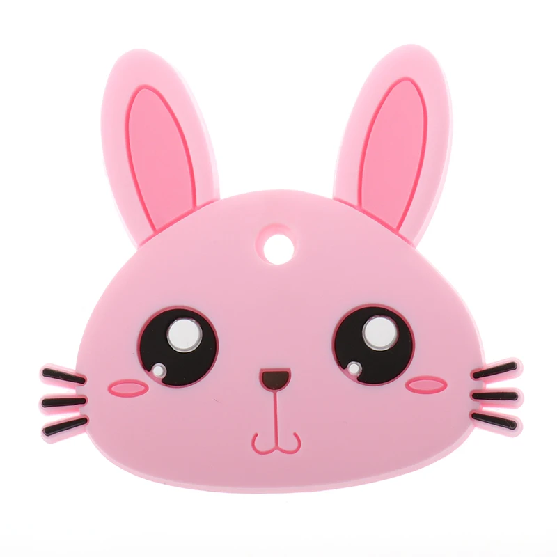 Mordedor de silicona con dibujos animados de conejo para beb&eacute;, collar de mascar sin Bpa, accesorios, juguete de dentici&oacute;n infantil, colgante para regalo de enfermera, 5 uds.-2