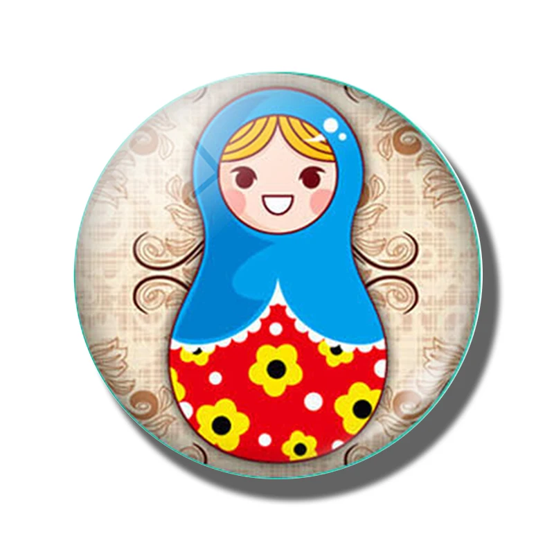 Русская кукла 30 мм магнит на холодильник мультфильм Babushka Матрешка детский подарок стекло магнитная наклейка на холодильник Примечание - Цвет: PACK OF 1