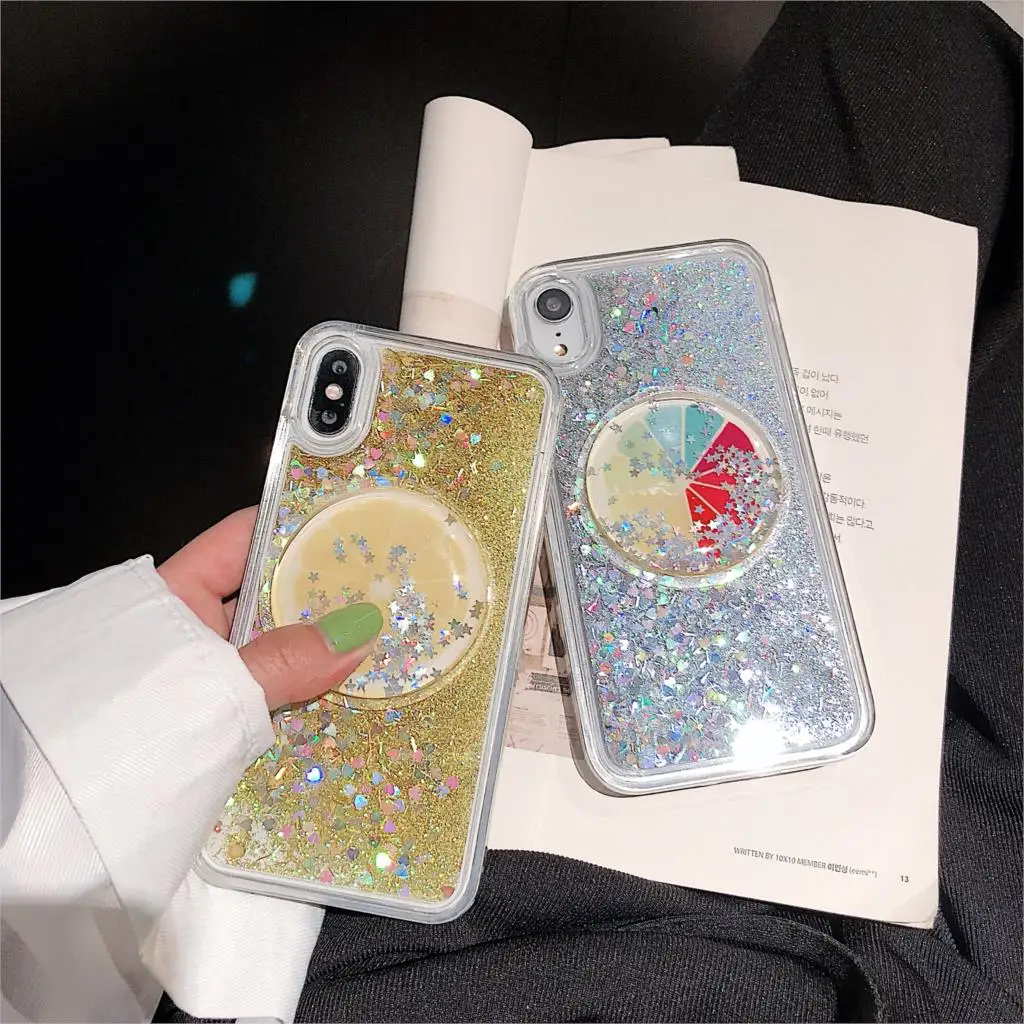 Жидкий зыбучий песок фрукты Клубника арбуз чехол для телефона iphone 6 S 7 8 Plus X XR XS