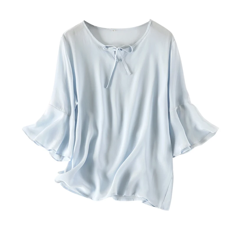 Женская летняя 100% натуральная шелковая блузка из натурального шелка с