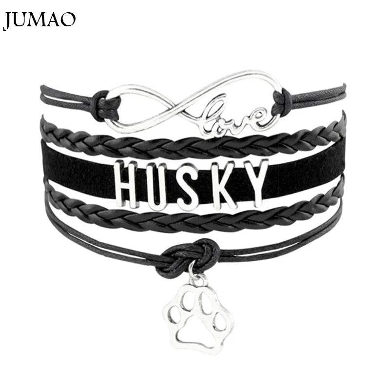 Браслеты и обручи Infinity Love HUSKY для мужчин женщин Кожаное украшение в виде собачьей
