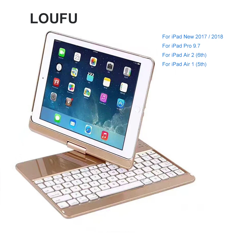 Loufu 360 вращения чехол для iPad 9 7 дюймов 2018 клавиатура Bluetooth Беспроводной с