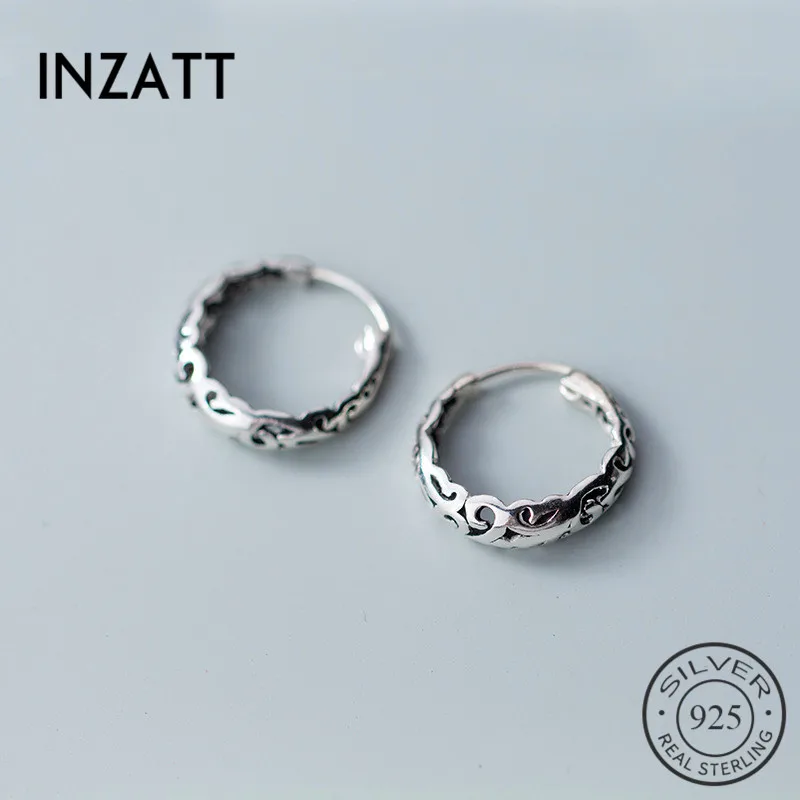 INZATT 925 пробы серебряные Винтажные серьги-кольца цветок для женщин день рождения этнические модные ювелирные изделия аксессуары GFit