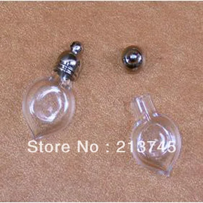 

free ship 5*23*10mm tip heart glass bottle rice vial romantic pendant necklace findings +cap