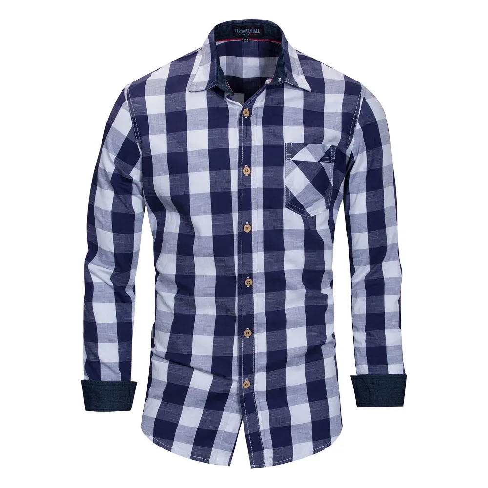 Мужская рубашка новинка 2018 полосатая с длинным рукавом Camisa Masculina весна лето
