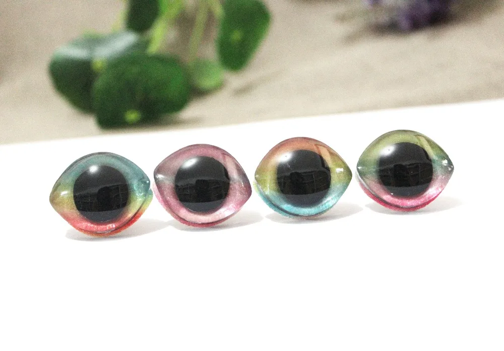 12 шт./лот 23x28 мм овальной формы прозрачные 3D безопасные игрушки глаза + блестящая Радуга + шайба для diy куклы