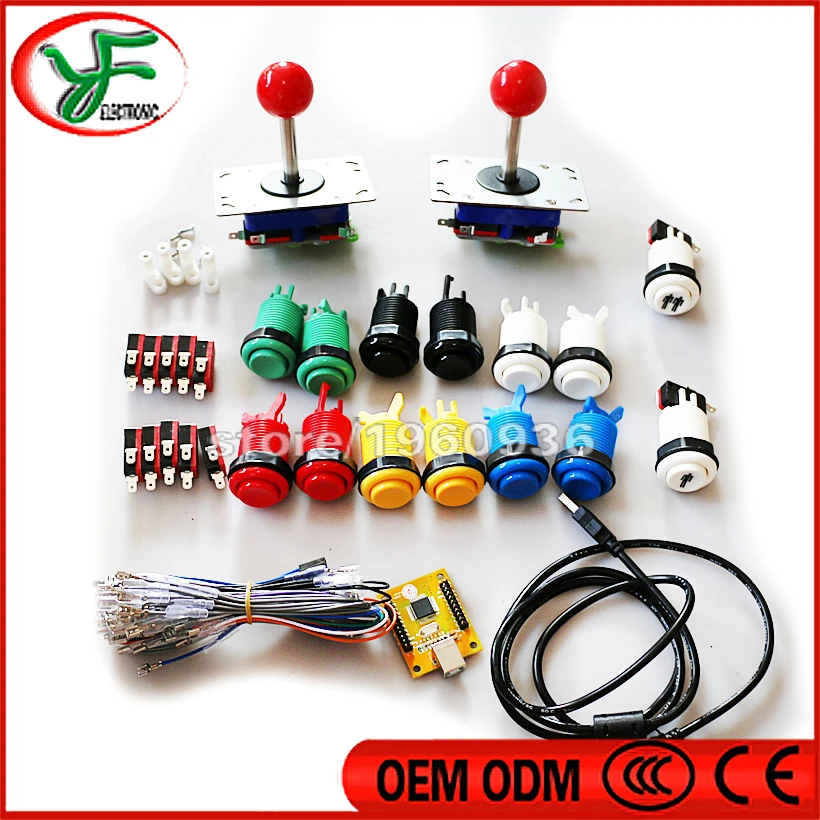 JAMMA Arcade mame DIY KIT FOR PC PS/3 2 in 1 USB to joystck interface USB /joystick/push button/Microswitch/L type feet for PCB