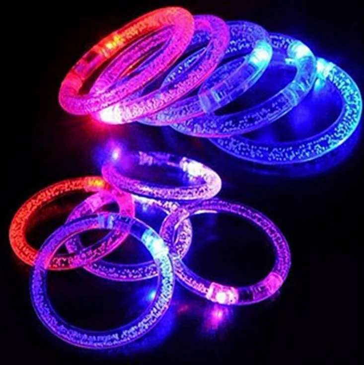 

600pcs/lot colorful changing LED bracelet Light up Bracelet flashing Acrylic glowing bracelet toys party decoration supplies