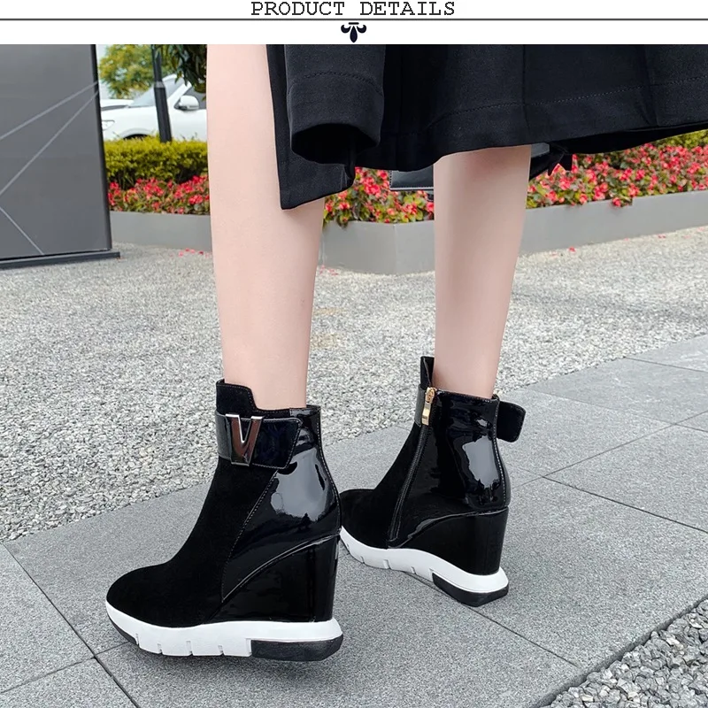 ZVQ woman shoes winter warm new fashion pointed toe zip ankle boots outside super high heels platform ladies shoes drop shipping