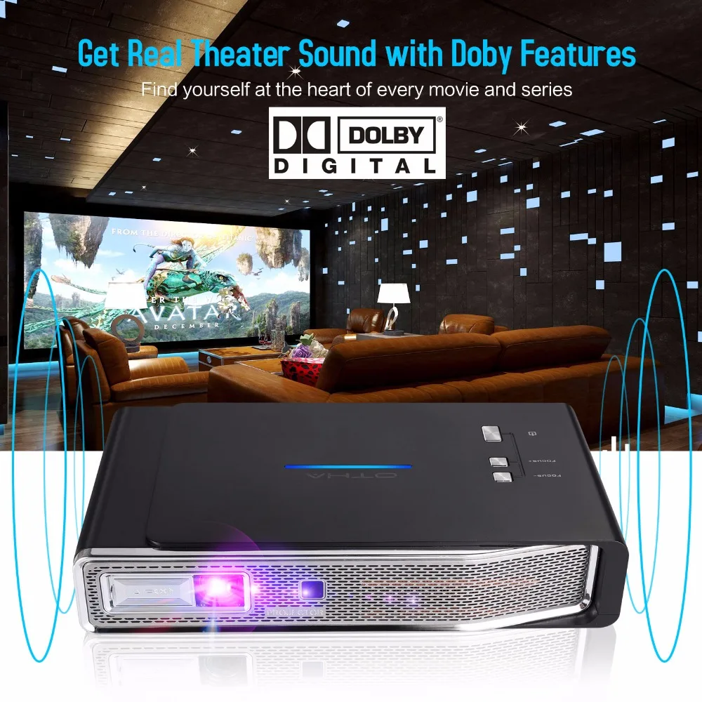 OTHA 600 ANSI Iumens MiniSmart 3D проектор для домашнего кинотеатра Поддержка 4 K 10К 80phd мини