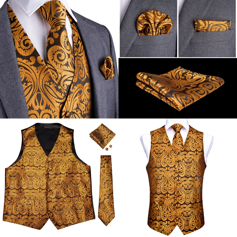 Мужской жилет DiBanGu серебристый красный синий подарки для мужчин галстук запонки