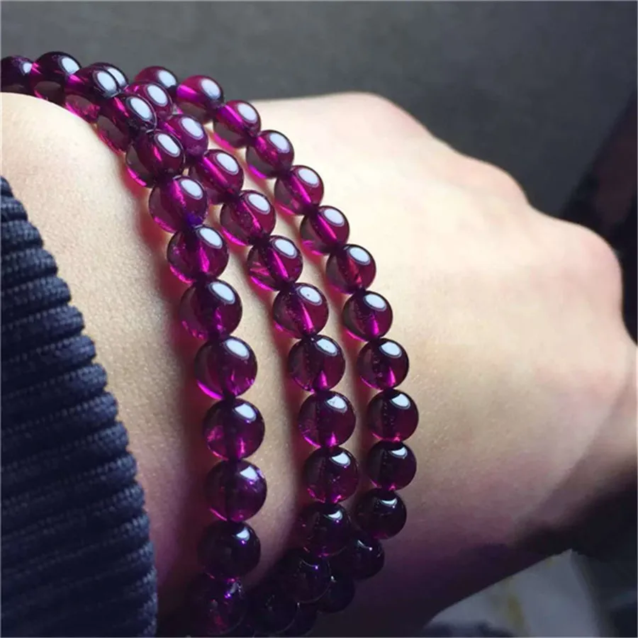 6 мм Женский натуральный фиолетовый красный гранат кристалл 108 молитва круглые