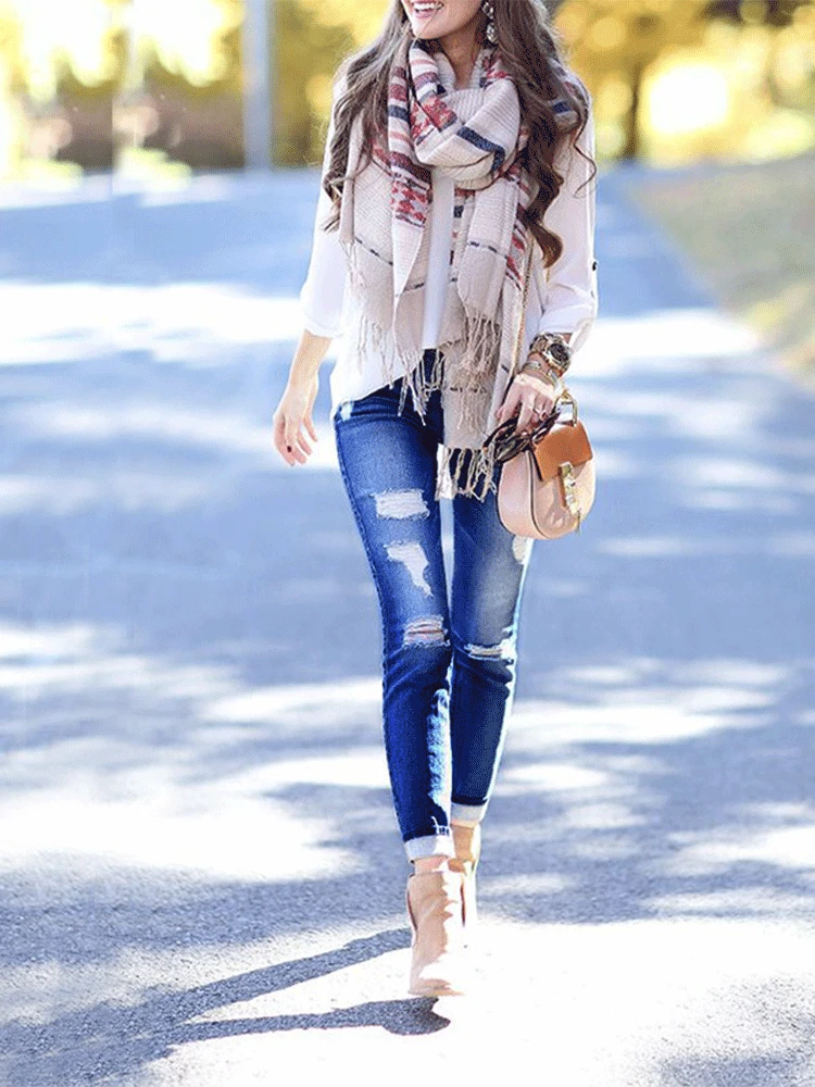 

2018 ladies jeans high waist alias sexy slim ripped female skinny jeans woman