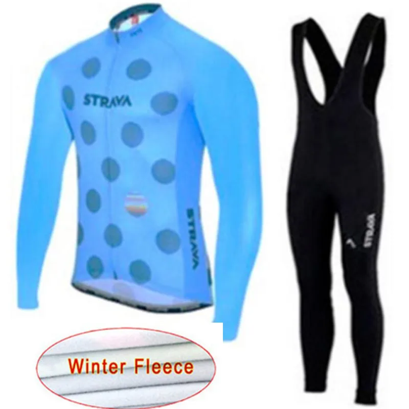 2019 Strava Зимняя Теплая Флисовая велосипедная футболка с длинным рукавом комплект