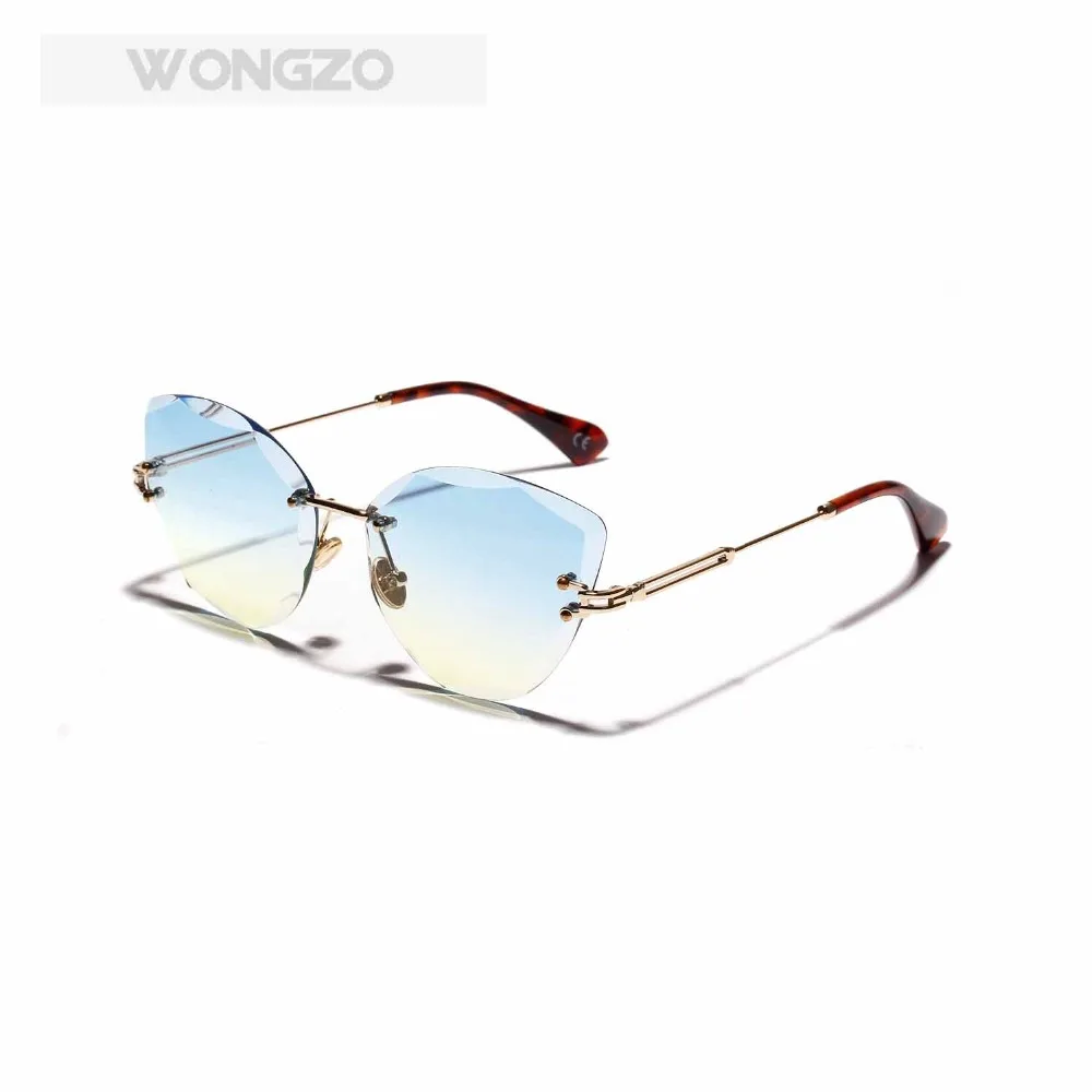 WongZo Borderless sunglasses Retro Cat eye glasses Sun protection Marine style party for women UV400 | Аксессуары для одежды
