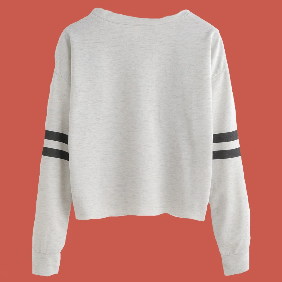 Толстовка в полоску Красный пуловер укороченная с длинным рукавом Женская милая