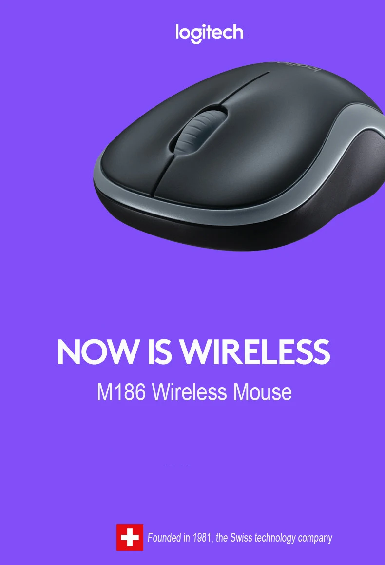 Новая беспроводная мышь logitech M186 2,4G M185 UP M186 с эргономичным 1000 точек/дюйм Nano приемником для PC MAC