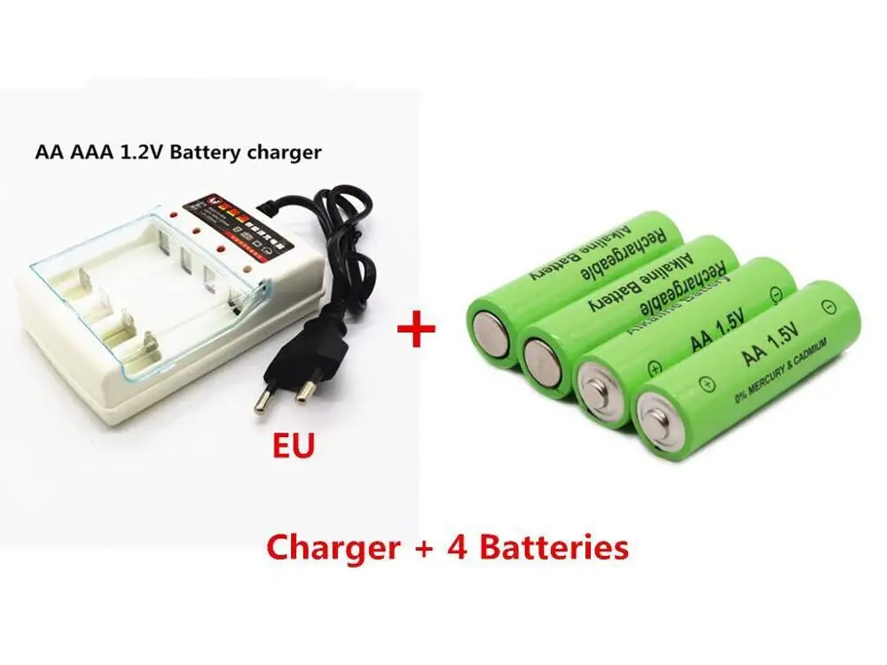 Dolidada новым ярлыком 3000 MAH перезаряжаемые батареи AA 1,5 V. Перезаряжаемые Alcalinas drummey+ 1 шт., размер: 4-элементная батарея зарядное устройство - Цвет: Синий