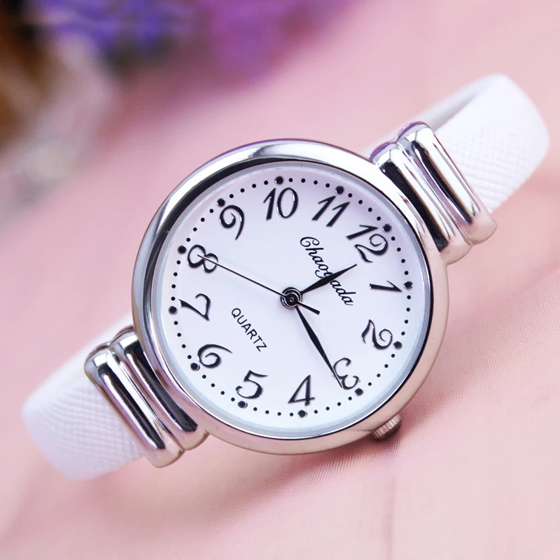 

2018 cyd women ladies girls fashion simple bracelet watches gifts quartz sliver dial leather flexible luxury relogio feminino