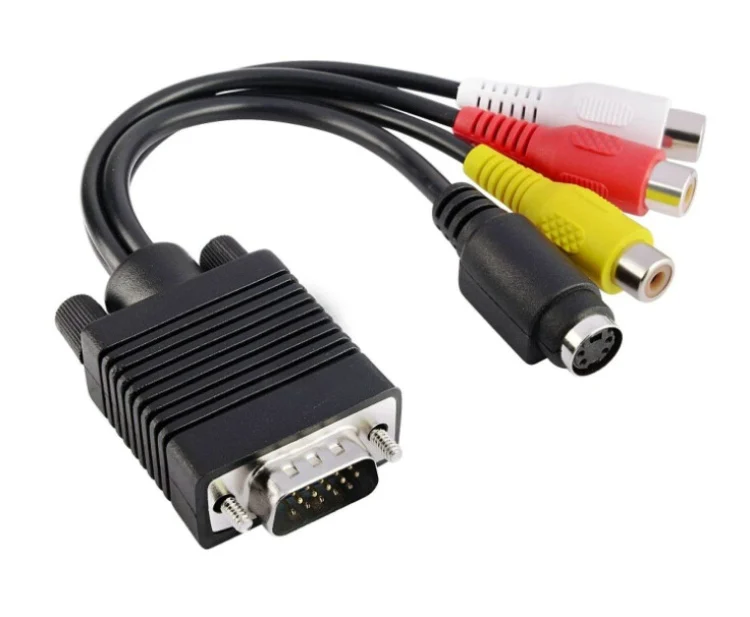 20 шт./лот высококачественный кабель адаптера преобразователя VGA в S Video 3 RCA
