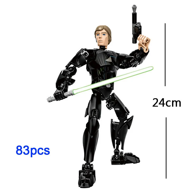 Luke No Box Звездные войны последний джедай сборная фигурка Rey Chewbaccad Kylo Rend Fin клон капитан люк строительные блоки Скайуокера игрушка - Цвет: Luke No Box