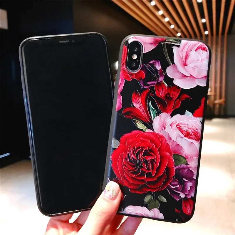 Силиконовый чехол с цветком для телефона s Iphone 6 S 7 8 Plus XS Max XR X мягкий силиконовый