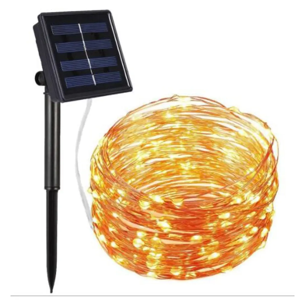 100 Led Солнечная энергия акриловая медная цветная линия светильник декоративный