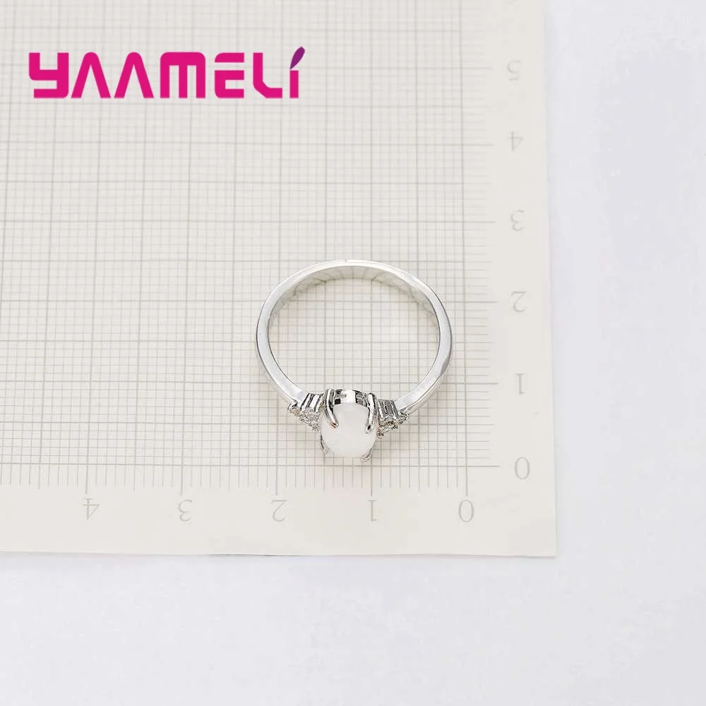 

New 925 sterling Silver Crystal CZ Wedding Opal Rings for Women Fashion Wedding Party Ring Jewelry Drop shipping