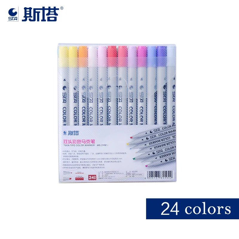24 colors in box STA 3100 80 акварельные Мягкие кисти маркерные ручки гибкий наконечник для рисования каллиграфическая кисть, Водная раскраска для детей и взрослых книг - Цвет: 24 colors in box