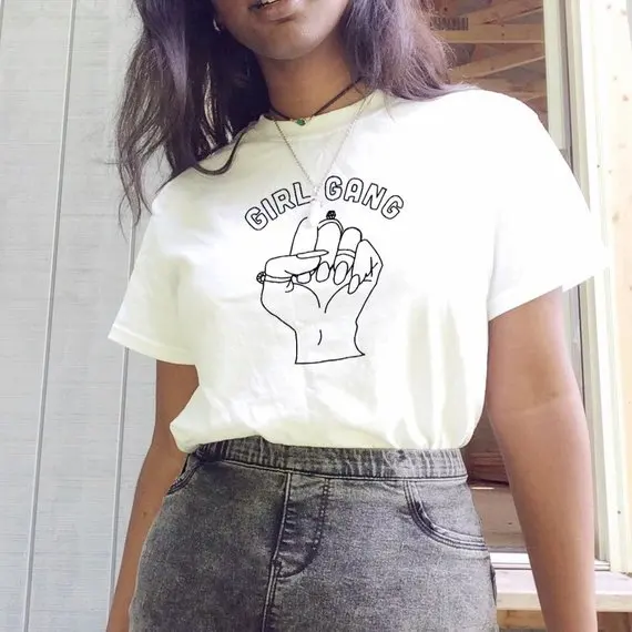

Sugarbaby Girl Gang Graphic T-shirt Short Sleeve Fashion Casual Tops Crew Neck Tops High quality Feminist T shirt Drop ship