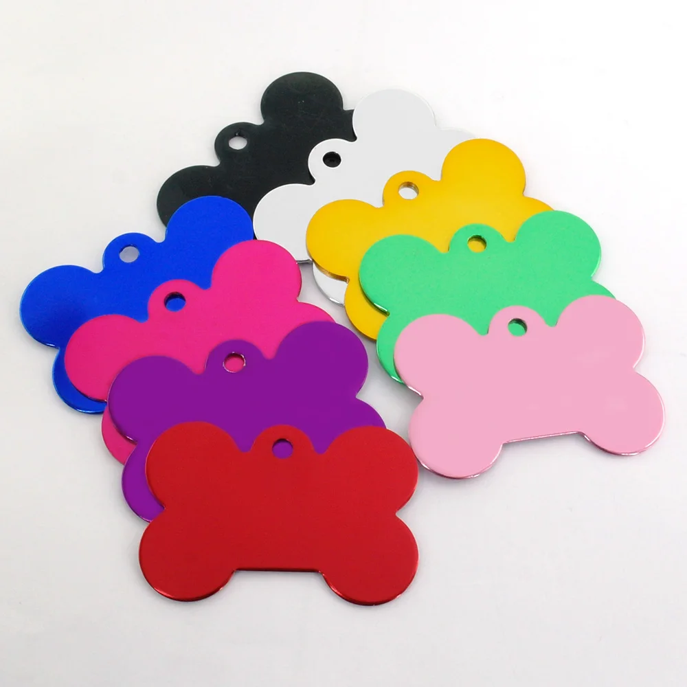 100pcs wholesale dog tag personalized pet collar accessories aluminum custom dog name phone tag military paw bone heart id tags free global shipping
