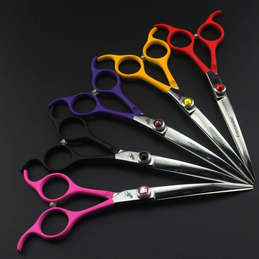 

6.5&quot Colorful Handle Curved Pet Grooming Scissor Upward Downward Curved Available High Quality Dog Hair Cutting Scissor