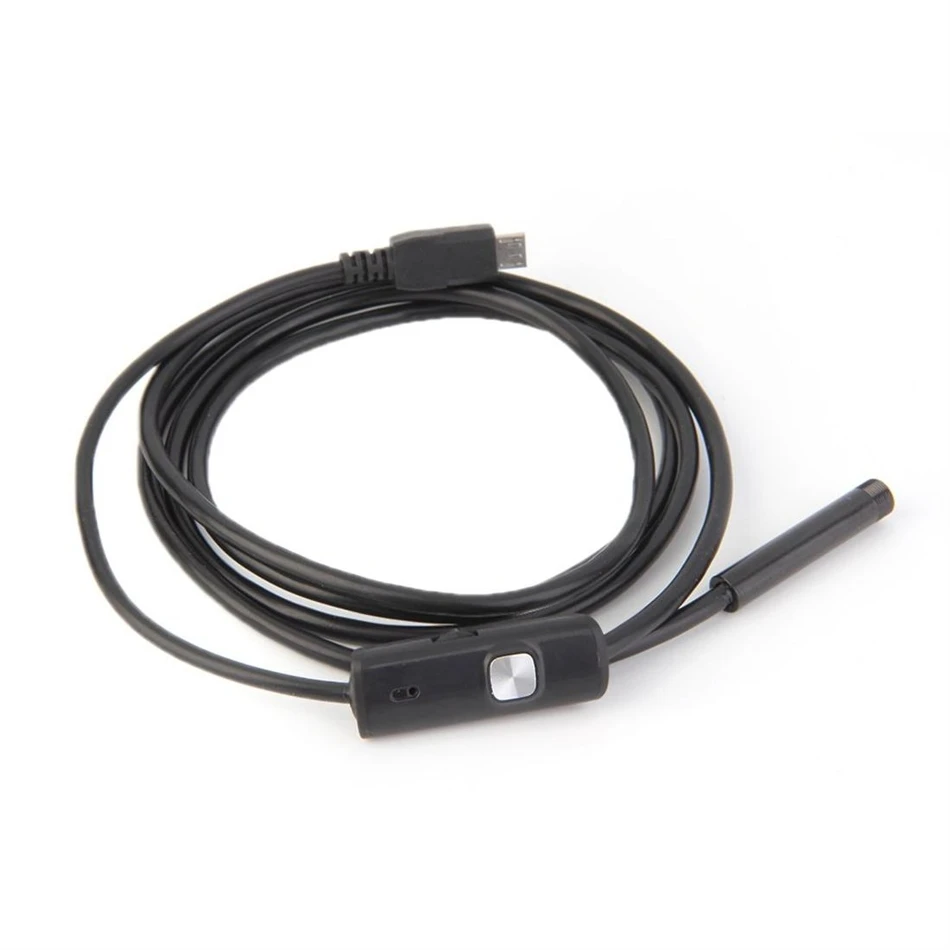 1 м кабель смартфон мягкий провод камера USB эндоскоп 7 мм объектив для Android ПК водонепроницаемый осмотр трубы видео бороскоп