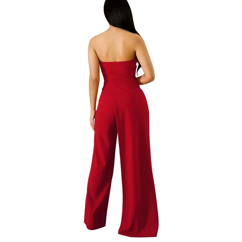 ADEWEL 2019 Sexy Off Shoulder Long Jumpsuit Women Asymmetric Split Wide Leg Strapless Elegant Party Romper Overalls | Женская одежда