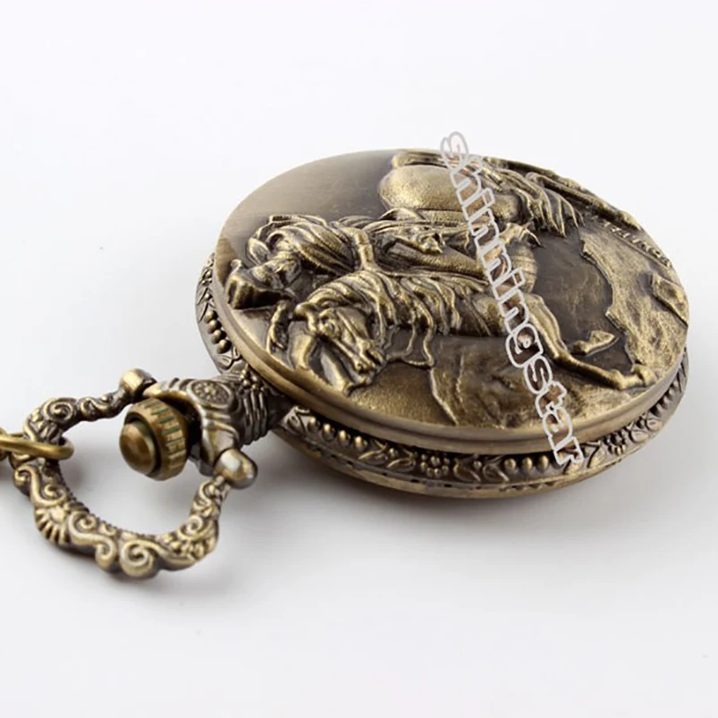 Античный император Наполеон карманные часы ездить лошадь Бронзовый кварцевый