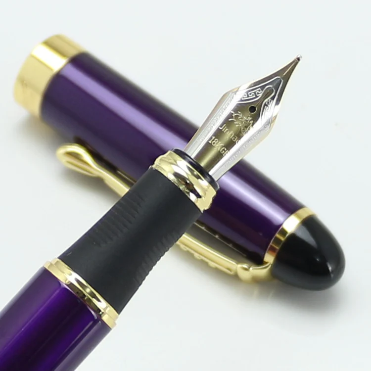 Jinhao X450 перьевая ручка 18KGP перо с широким основанием фиолетового и золотого цвета