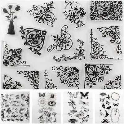 Алфавит цветок прозрачные силиконовые штампы лист цепляться Скрапбукинг DIY