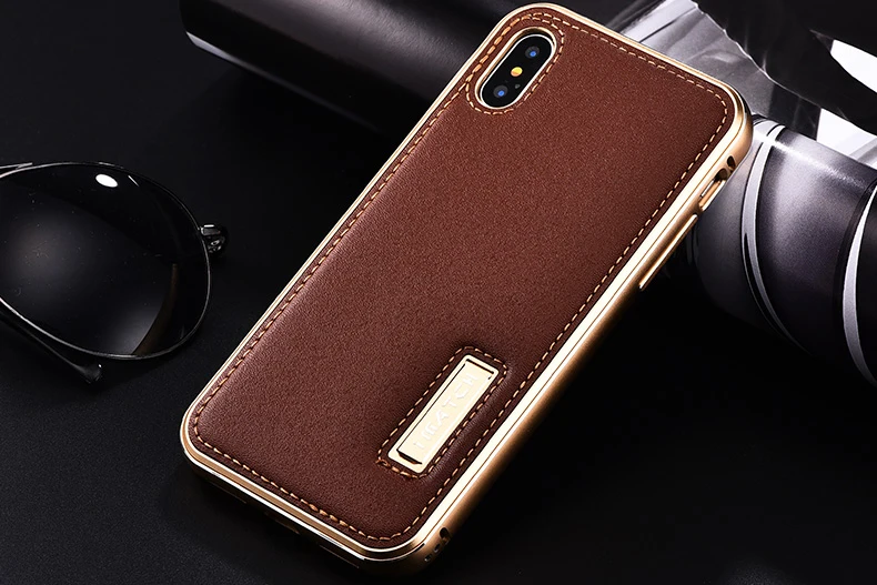 iMatch из натуральной кожи чехол для iPhone X XR 7 8 плюс роскошный Алюминий металлический бампер жесткий чехол для iPhone XS MAX