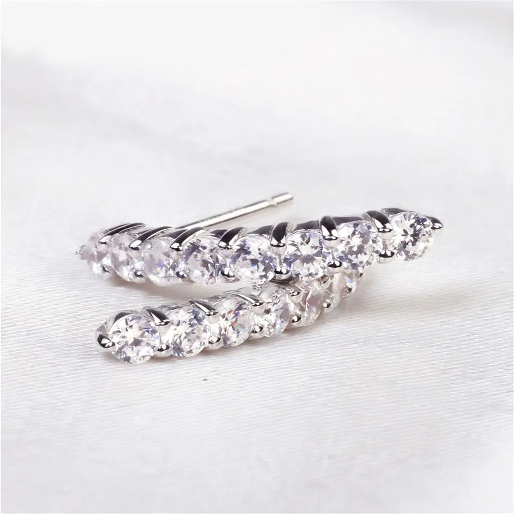 Серьги-гвоздики из стерлингового серебра 925 пробы с белым кубическим цирконием