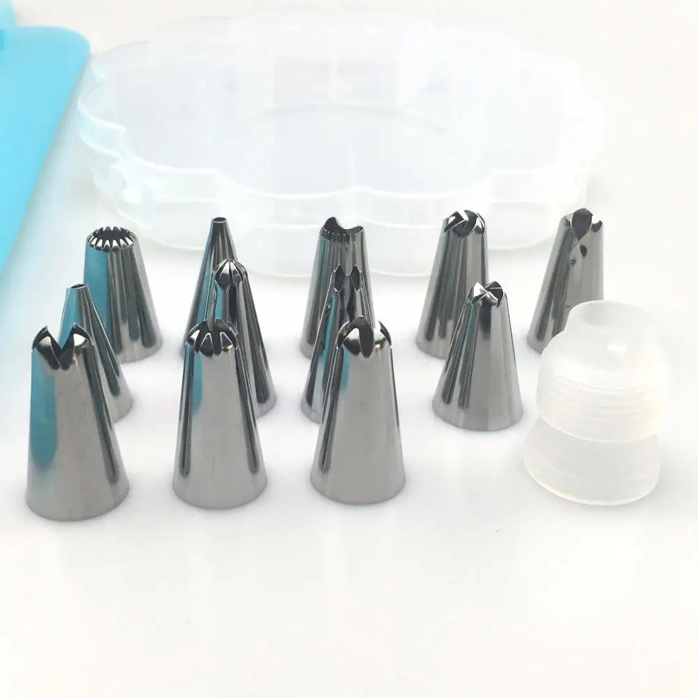 GVCD 14Pcs/Set Icing Piping Cream Pastry Bag Nozzle Set Diy Cake Decorating Stainless Steel With Collecting | Дом и сад